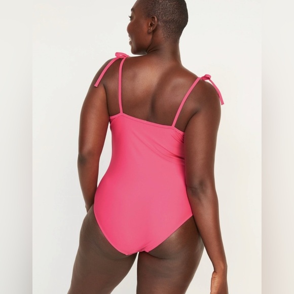 🆕 Old Navy Women’s Tie-Shoulder Underwire One Piece Swim Swimsuit Pink S 4-6 - Picture 5 of 15